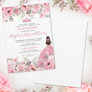 Blush Pink Watercolor Roses Quinceanera Invitation
