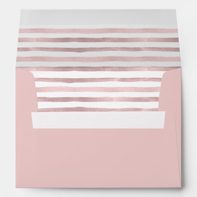 Blush Pink Watercolor Striped Envelope (Back (Bottom))