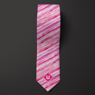 Blush Pink Watercolor Striped Neck Tie