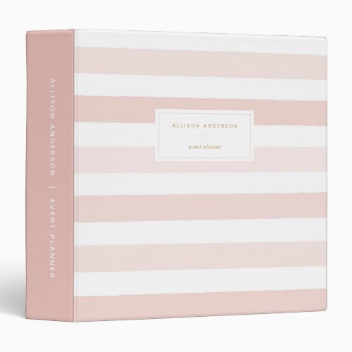 Blush Pink Watercolor Stripes 3 Ring Binder