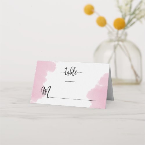 Blush Pink Watercolor Strokes Modern Table Number Place Card