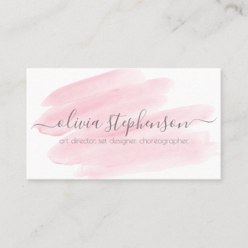 Blush Pink Watercolor Swash Business Card