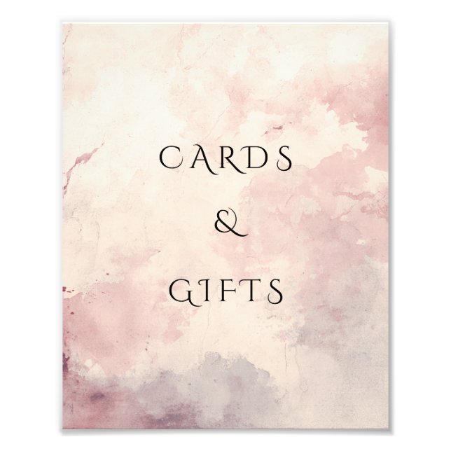 Blush Pink Watercolor Wash Cards & Gifts Sign (Front)