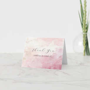 Blush Pink Watercolor Wash Elegant Letterpress Thank You Card