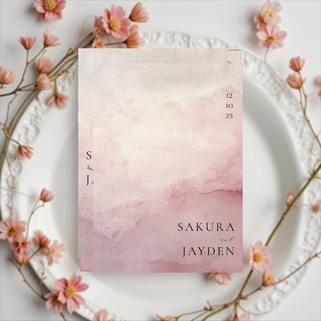 Blush Pink Watercolor Wash Minimalist Wedding Invitation (Creator Uploaded)