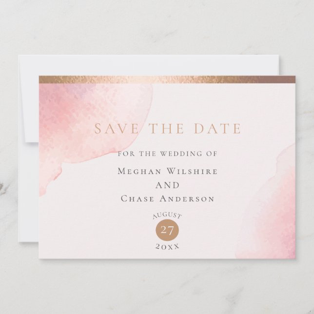 Blush Pink Watercolor Wash Save the Date (Front)