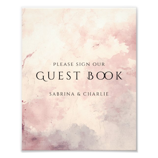 Blush Pink Watercolor Wash Wedding Guest Book Sign (Front)