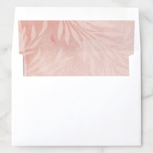 Blush Pink Watercolor Wash with Botanical Leaves Envelope Liner