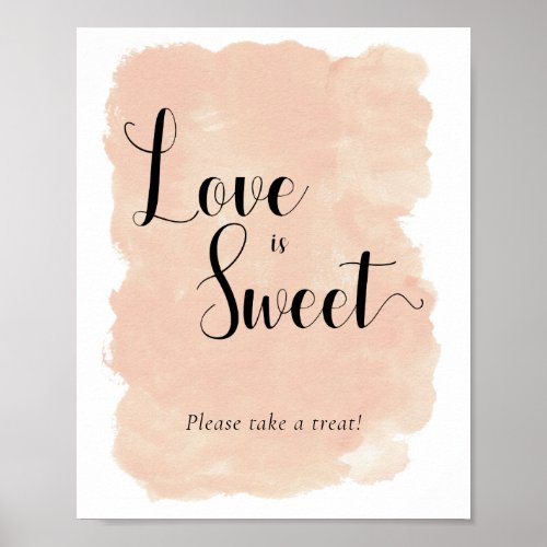 Blush Pink Watercolor Wedding Dessert Table Sign