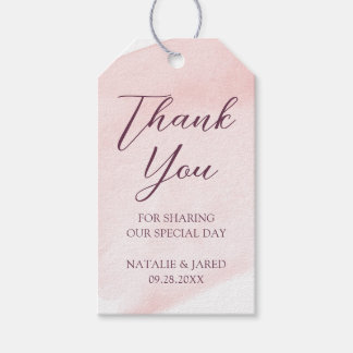 Blush Pink Watercolor Wedding Favor Thank You Gift Tags