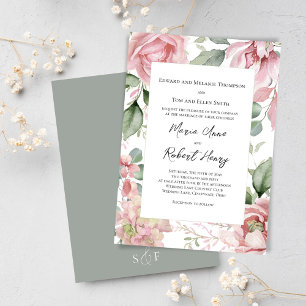 Blush Pink Watercolor Wedding Floral Invitation
