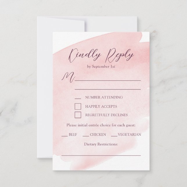 Blush Pink Watercolor Wedding RSVP (Front)