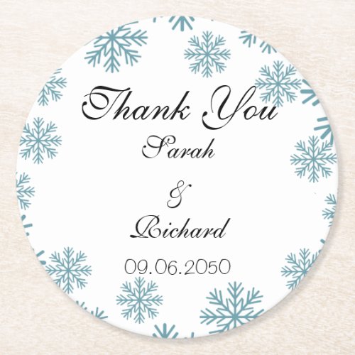 Blush Pink Watercolor Wedding Thank You   Round Paper Coaster