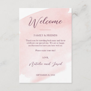 Blush Pink Watercolor Wedding Welcome Thank You Enclosure Card