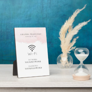 Blush Pink Watercolor Wi-Fi Sign Plaque