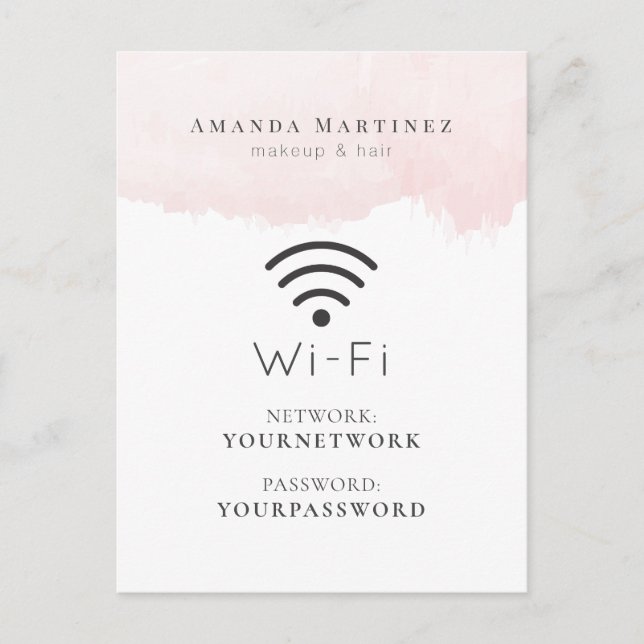 Blush Pink Watercolor Wi-Fi Sign Postcard (Front)