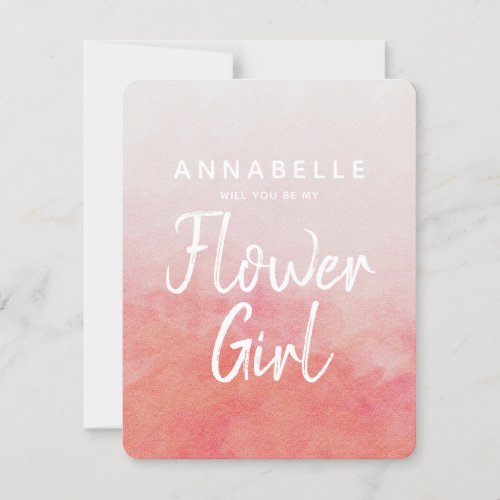 Blush Pink Watercolor Will You Be My Flower Girl Invitation
