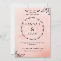 Blush Pink Watercolor Wreath Wedding Invitation