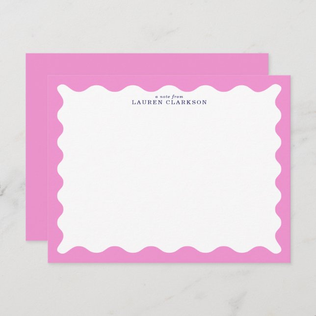 Blush Pink Wavy Frame Note Card (Front/Back)