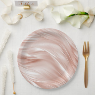 Blush Pink Wavy Streaks Bridal Shower Paper Plates