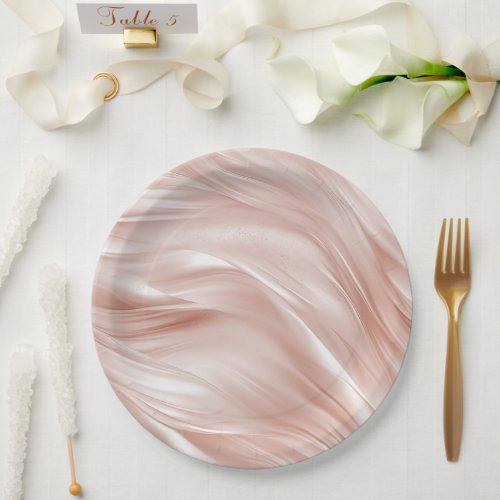 Blush Pink Wavy Streaks Bridal Shower Paper Plates