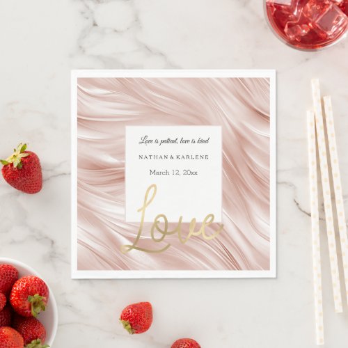 Blush Pink Wavy Streaks Love Wedding Napkins