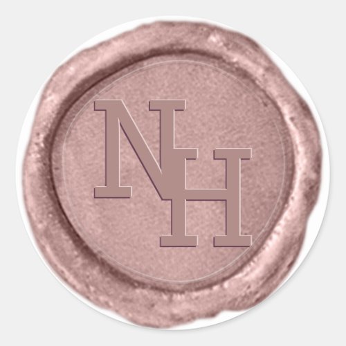 Blush Pink Wax Seal Monogram Initials Sticker