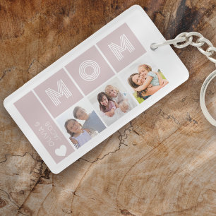 Blush Pink We Love You Mom Photos Keychain