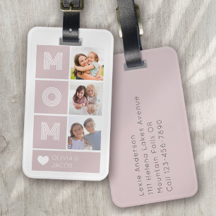 Blush Pink We Love You Mom Photos Luggage Tag