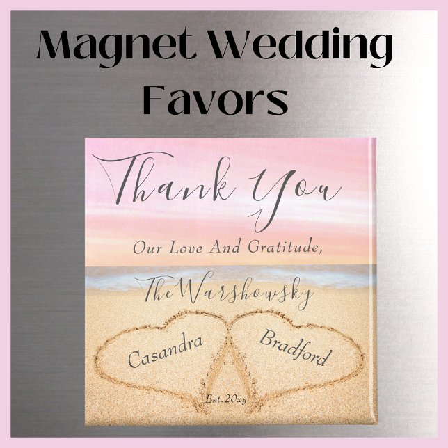  Blush Pink  Wedding 2 Heart Sand Wedding favor  Magnet (Creator Uploaded)