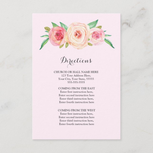 Blush Pink Wedding Direction Insert (Front)