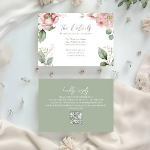 Blush Pink Wedding Floral Details Enclosure Card