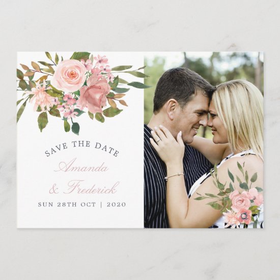 Blush Pink Wedding floral Save the Date