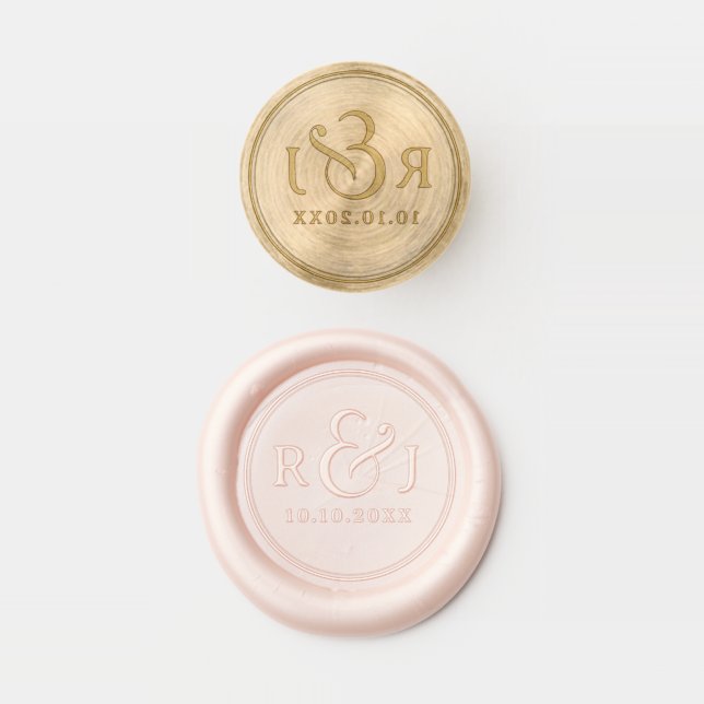 Blush Pink wedding initials Wax Seal Stamp (Stamped)