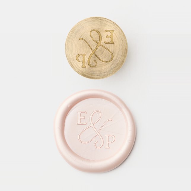 Blush Pink wedding initials Wax Seal Stamp (Stamped)