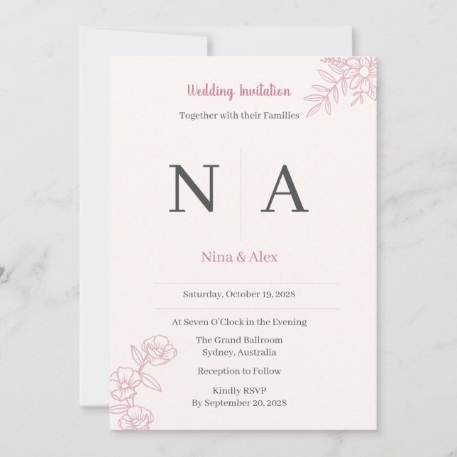 Blush Pink Wedding Invitation (Front)