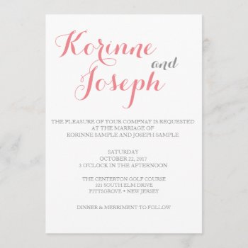 Blush Pink Wedding Invitation - Calligraphy Style by PixieToesInvitations at Zazzle
