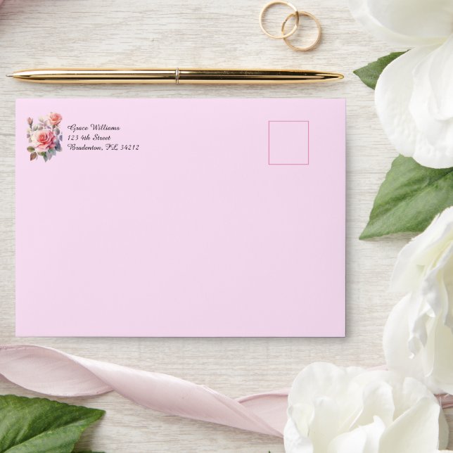 Blush Pink Wedding Invitation Envelope (Wedding)