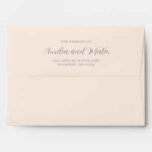Blush Pink Wedding Invitation Return Address Envelope