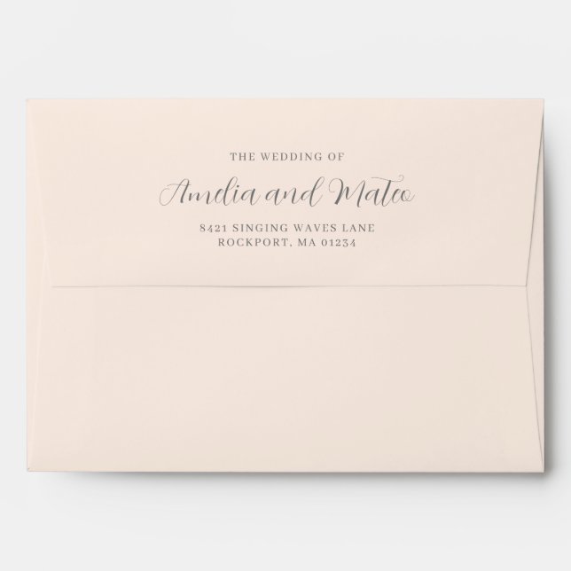 Blush Pink Wedding Invitation Return Address Envelope (Back (Top Flap))