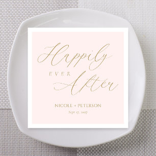 Blush Pink Wedding Keepsake: Happily Ever After Napkins