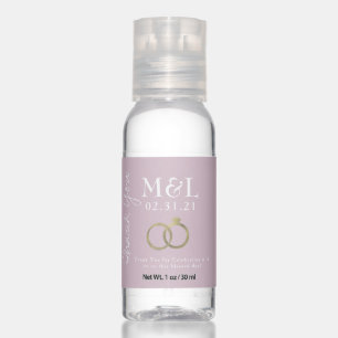 Blush Pink Wedding Logo Faux Gold Ring Hand Sanitizer