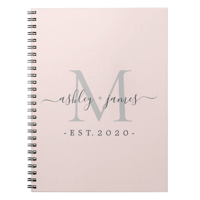 Blush Pink Wedding Monogram Notebook (Front)