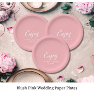 Blush Pink Wedding  Paper Plates