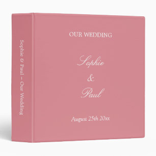 Blush Pink Wedding Personalized 3 Ring Binder