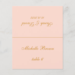Blush Pink Wedding Place Card - Printed Guest Name