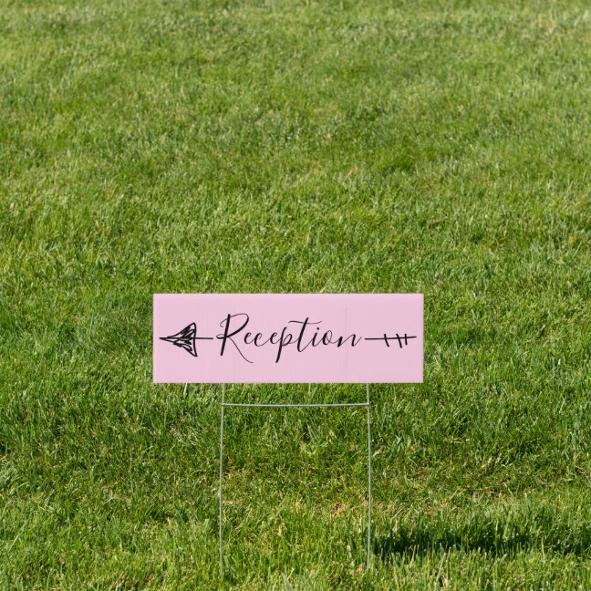 Blush Pink Wedding Reception Direction Arrow Sign