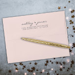 Blush Pink Wedding Return Address Envelope<br><div class="desc">The Blush Pink Wedding Return Address envelope features soft pink paper with elegant black script and serif typography. This minimalist, modern design adds a romantic finishing touch to your wedding invitations, save-the-dates, and thank-you cards. The clean layout and gentle blush tone create a timeless, elegant look that complements any wedding...</div>