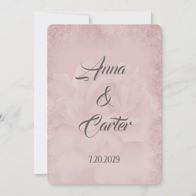 Blush Pink Wedding Rose Background Invitation (Front)