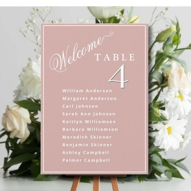 Blush Pink Wedding Seating Plan Cards Guest Names (Creator Uploaded)